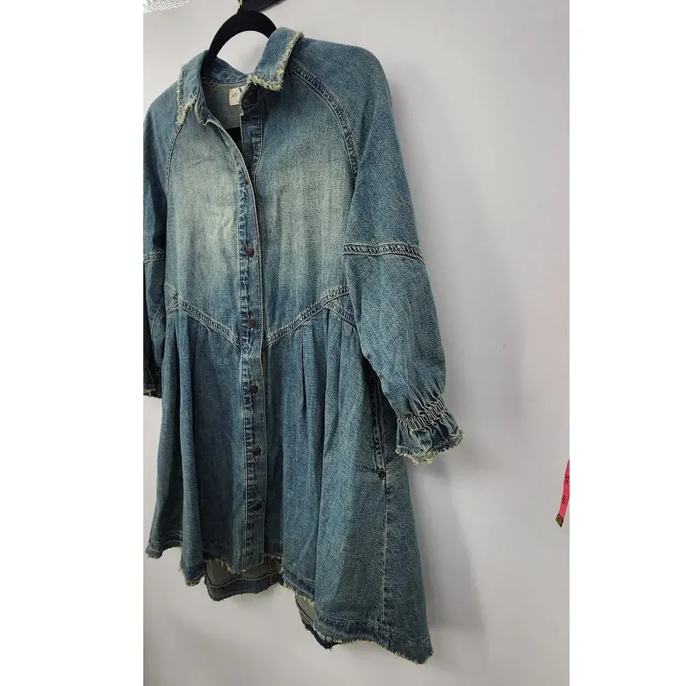 We The Free Free People Distressed Hannah‎ Mini Dress Size XS Oversized